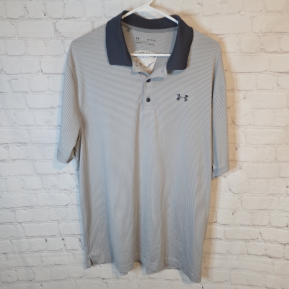 Under Armour Men's DWU Tigers Polo in Gray with Dark Blue Details, Size XL - Picture 1 of 5